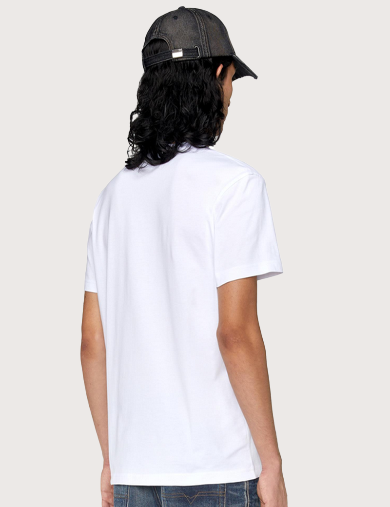 DIESEL T-SHIRT HOMME DIEGOR MANCHES COURTES LOGO DIESEL DÉGRADÉ BLANC