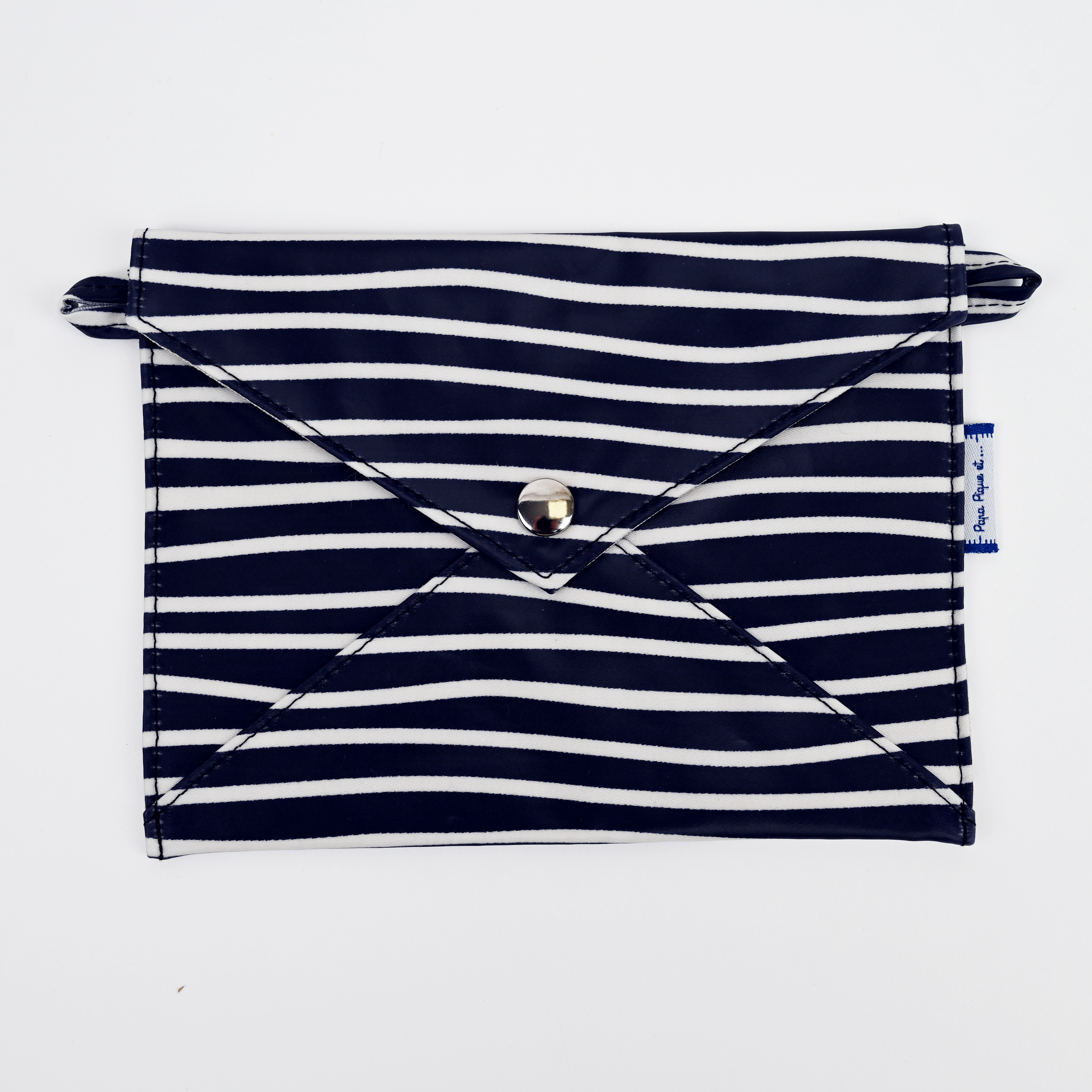 Pochette Enveloppe Moyenne Rayé Ivoire Marine