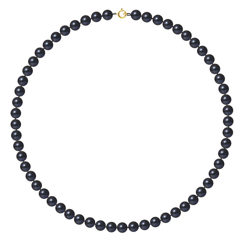 Collier ras du cou Femme Perles de culture d'eau douce Noires AA et Fermoir Or jaune 750/1000