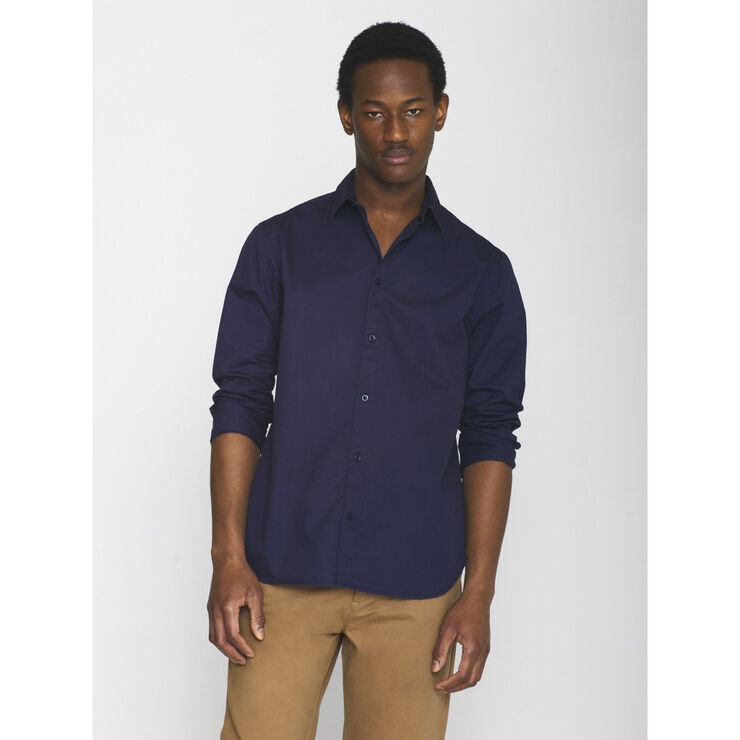 Knowledge Cotton Apparel ALF regular crispy cotton shirt - GOTS/Vegan Blå