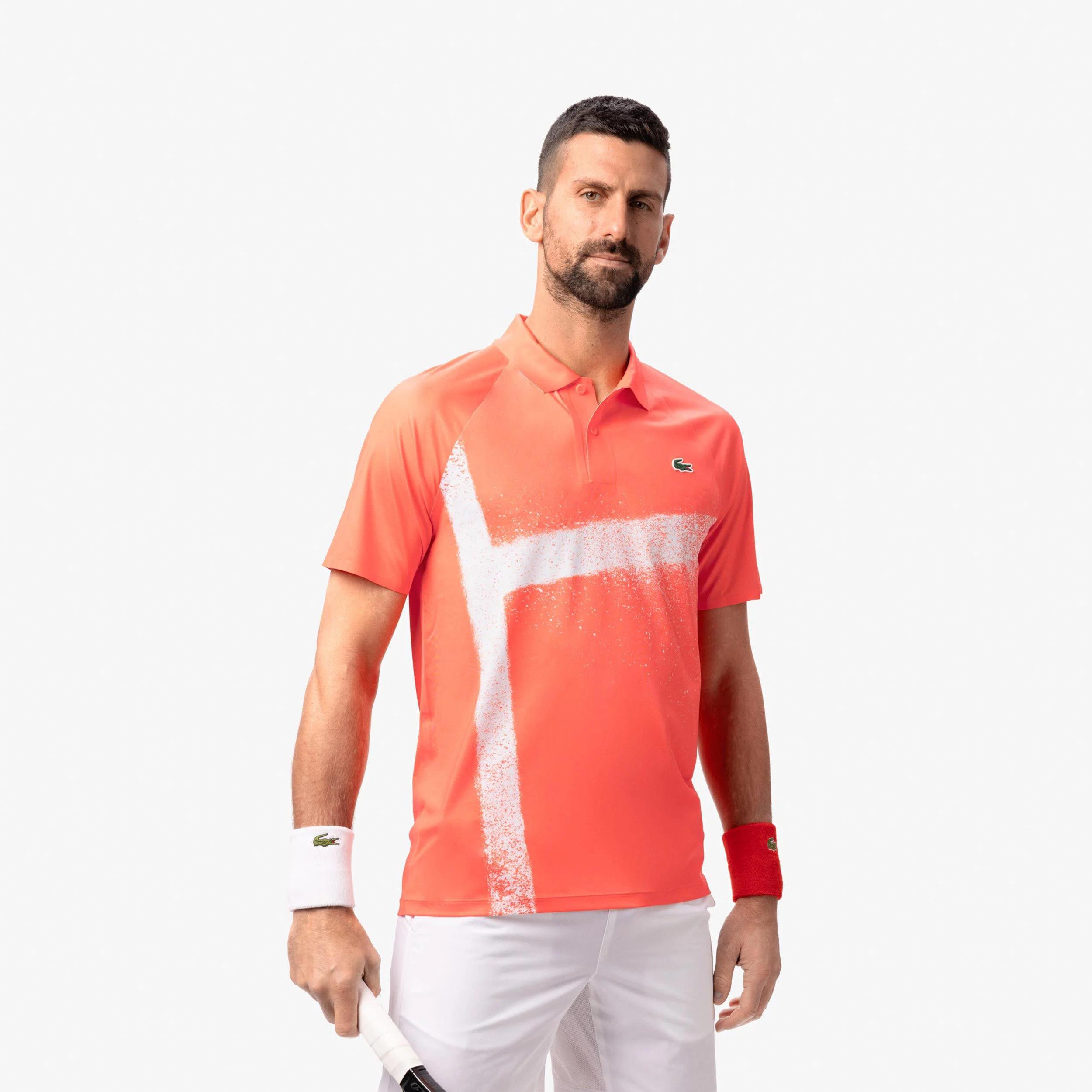 Lacoste Djokovic Polo Hommes - Corail , Blanc