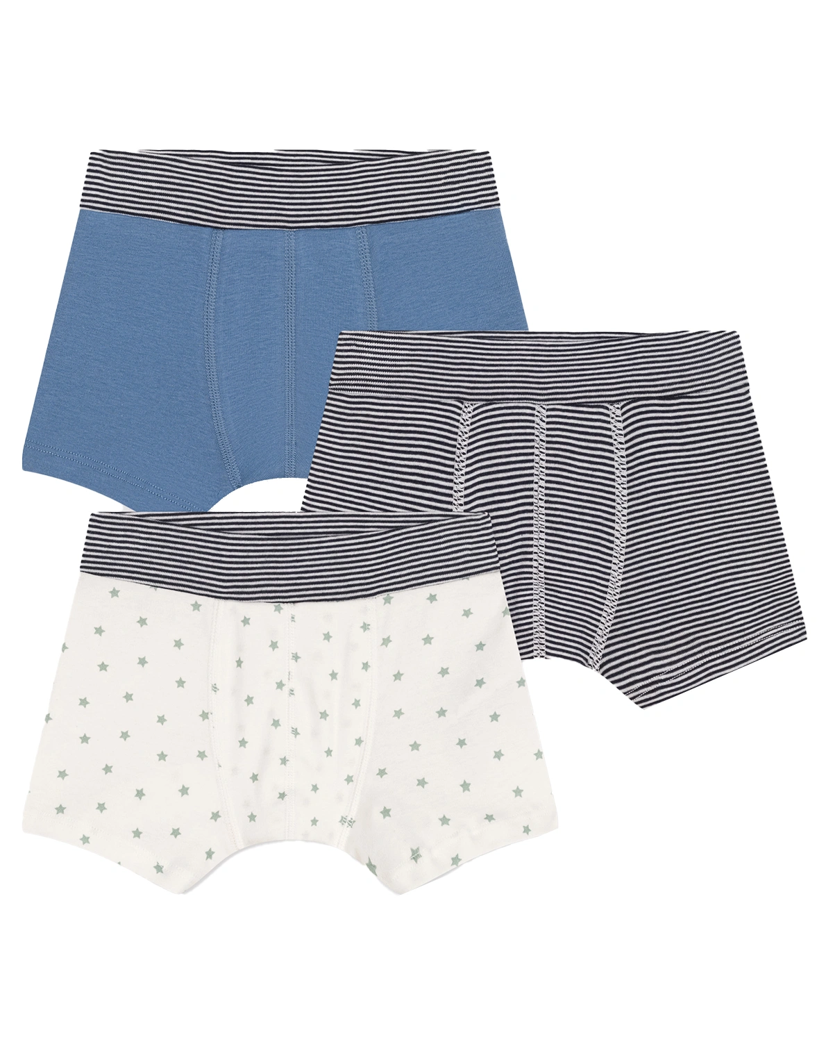 Boxershorts STARS 3er Pack in weiß/grau/blau