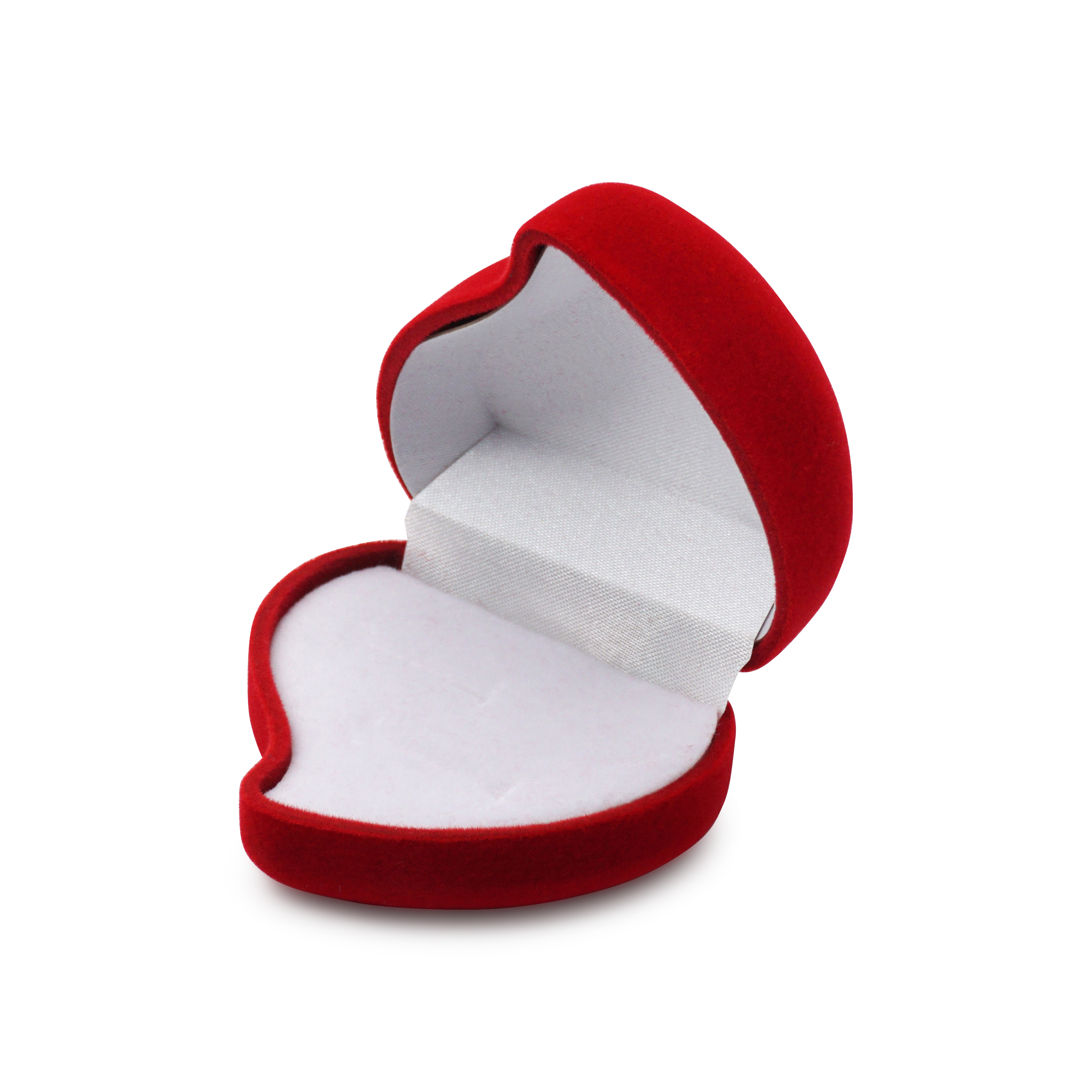 (6x6x4cm) Herz Ringschatulle Samt Schmuck Organizer Box für Ringe / Ohrringe - Rot / Weiss