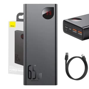 Powerbank Baseus Adaman Metal 20000mAh PD QC 3.0 65W 2xUSB + USB-C + micro USB (sort)