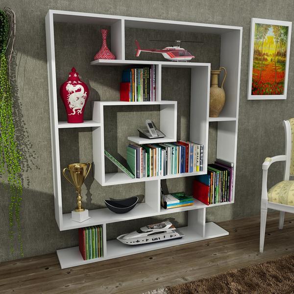 Bücherregal - weiß - 12 Fächer - 124,8 cm breit