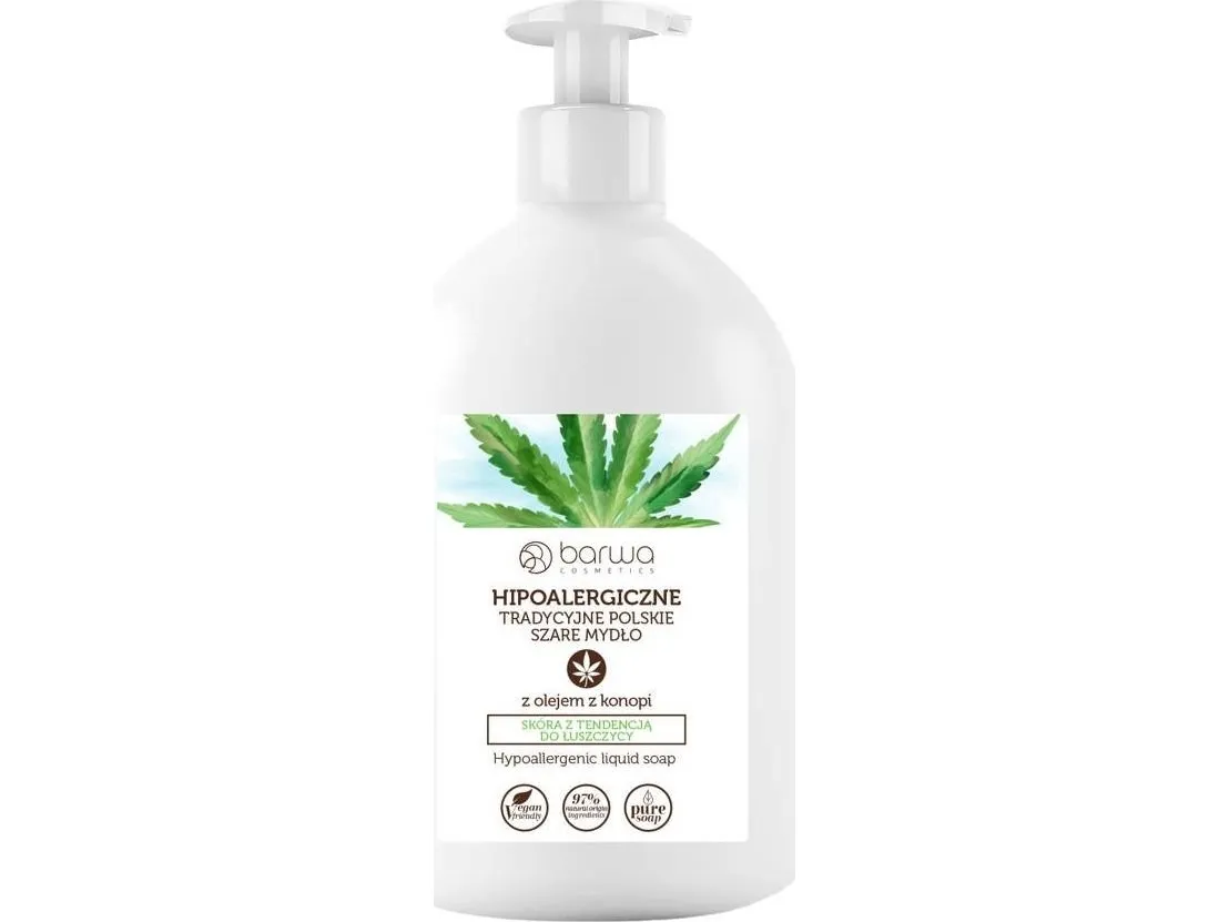 BARWA_Hypoallergenic traditional Polish grey liquid soap with hemp oil 500ml