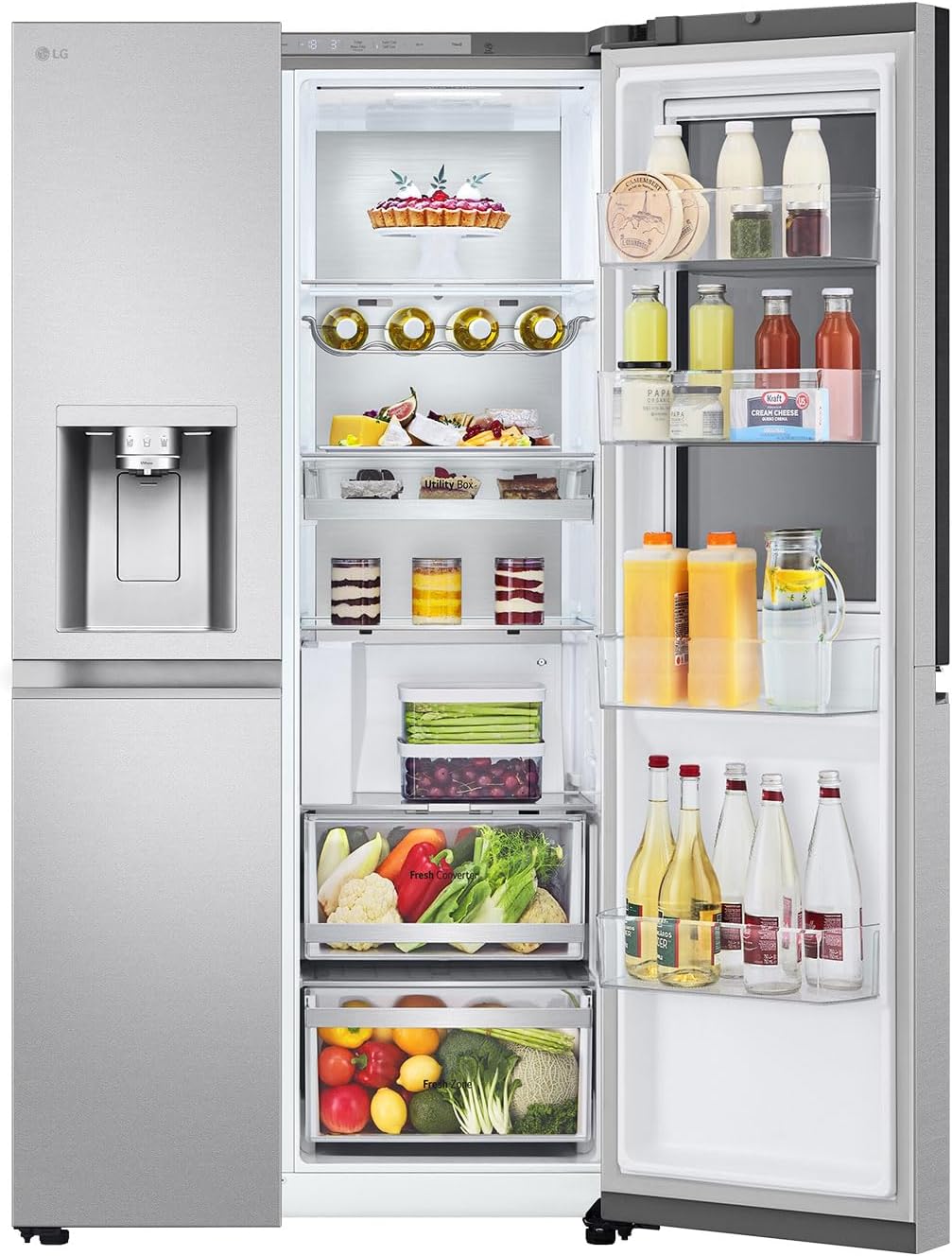 LG GSXE90MBAD Side by Side Kühlschrank mit InstaView, Klasse D, 628 Liter Kapazität, Festwasseranschluss, Metal Sorbet