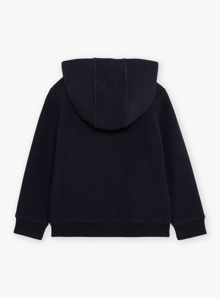 Gilet bleu foncé à capuche