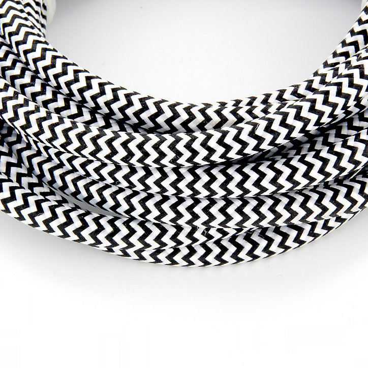 Câble en textile noir et blanc Chacon 2m 2 x 0,75mm² HO3VVH2-F avec interrupteur