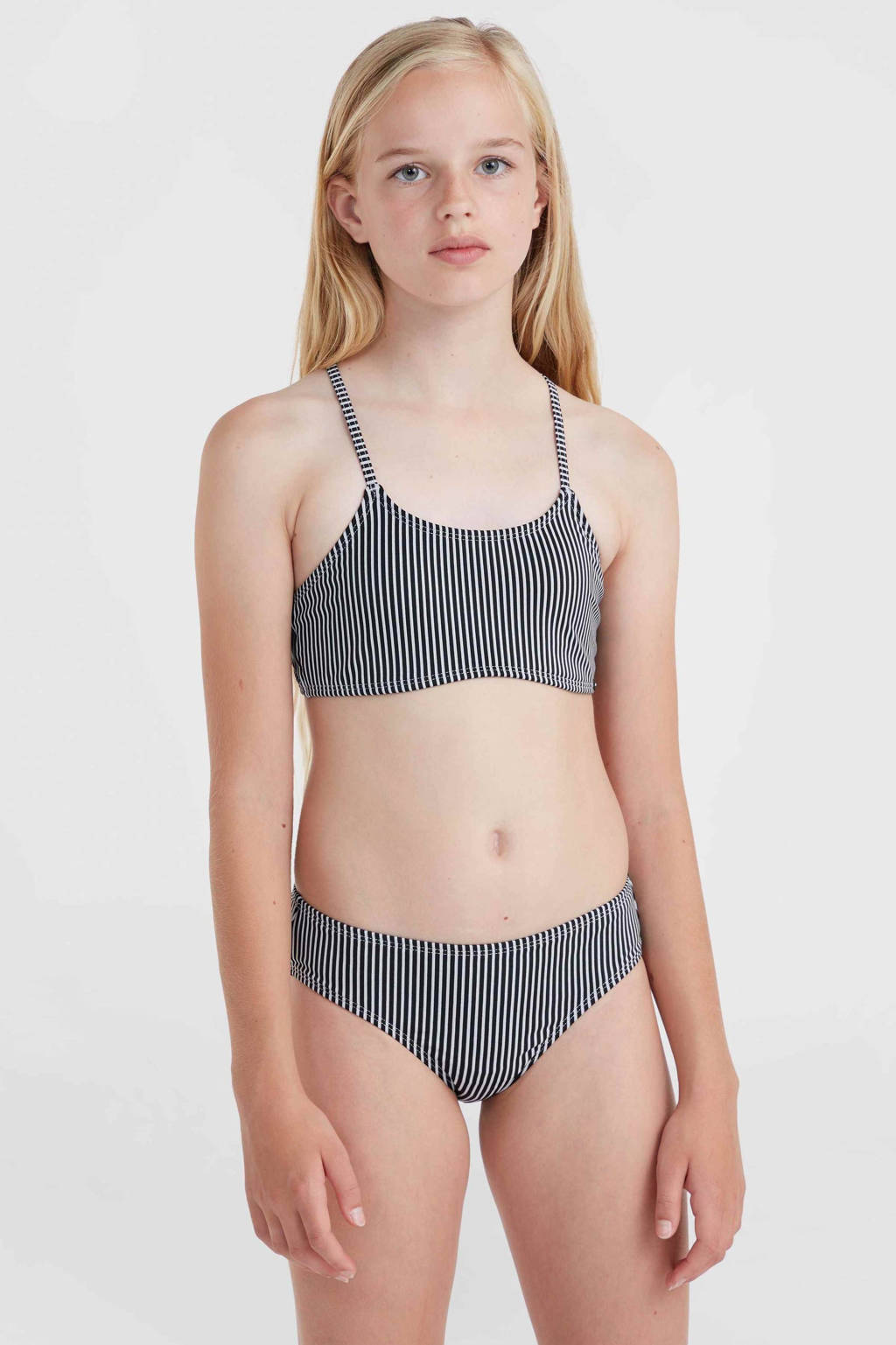 crop bikini Essentials zwart/wit