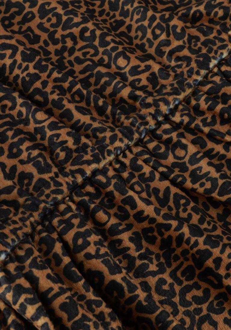 MOODSTREET camel moodstreet mini jurk velours leopard dress