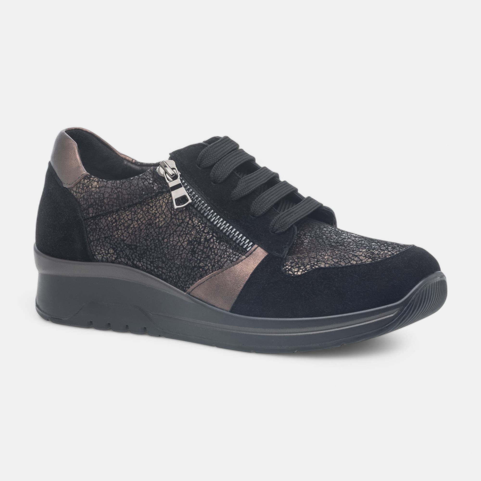 Derbies pieds sensibles Femme en cuir noir