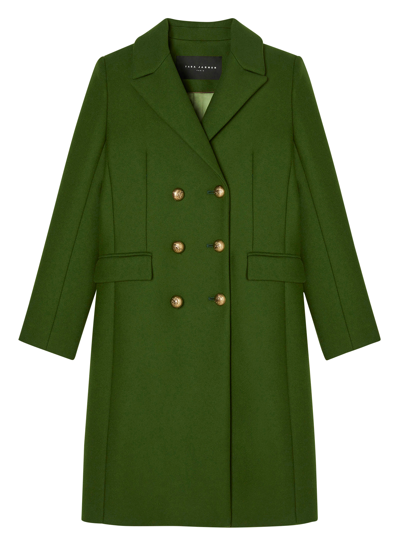 MARCY - Manteau droit en laine mélangée | Vert