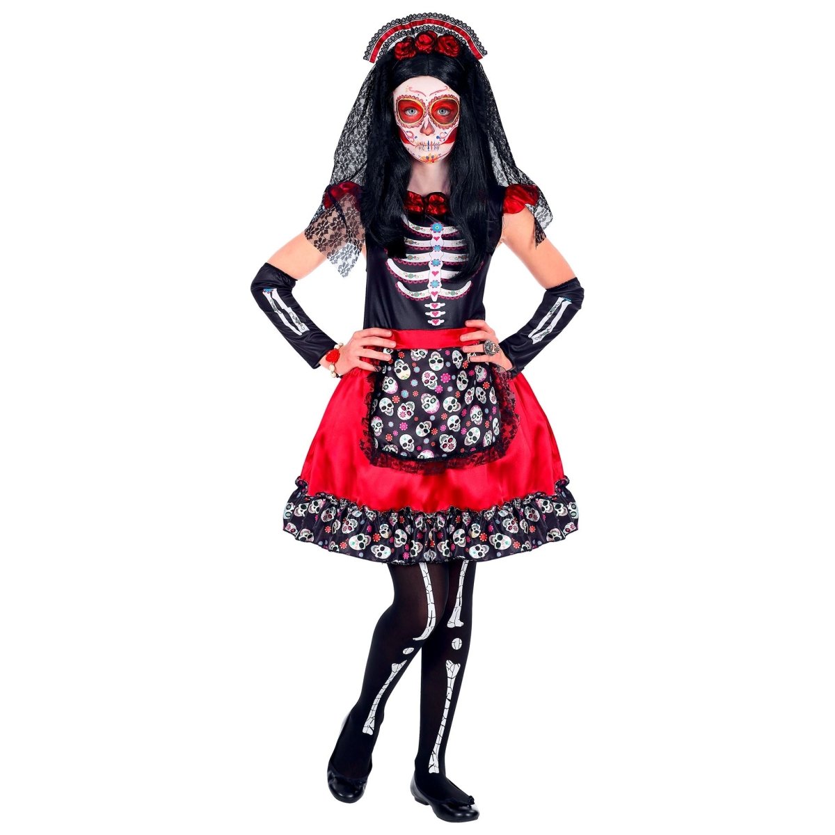 Dia De Los Muertos Jurk Zwart Rood Meisje