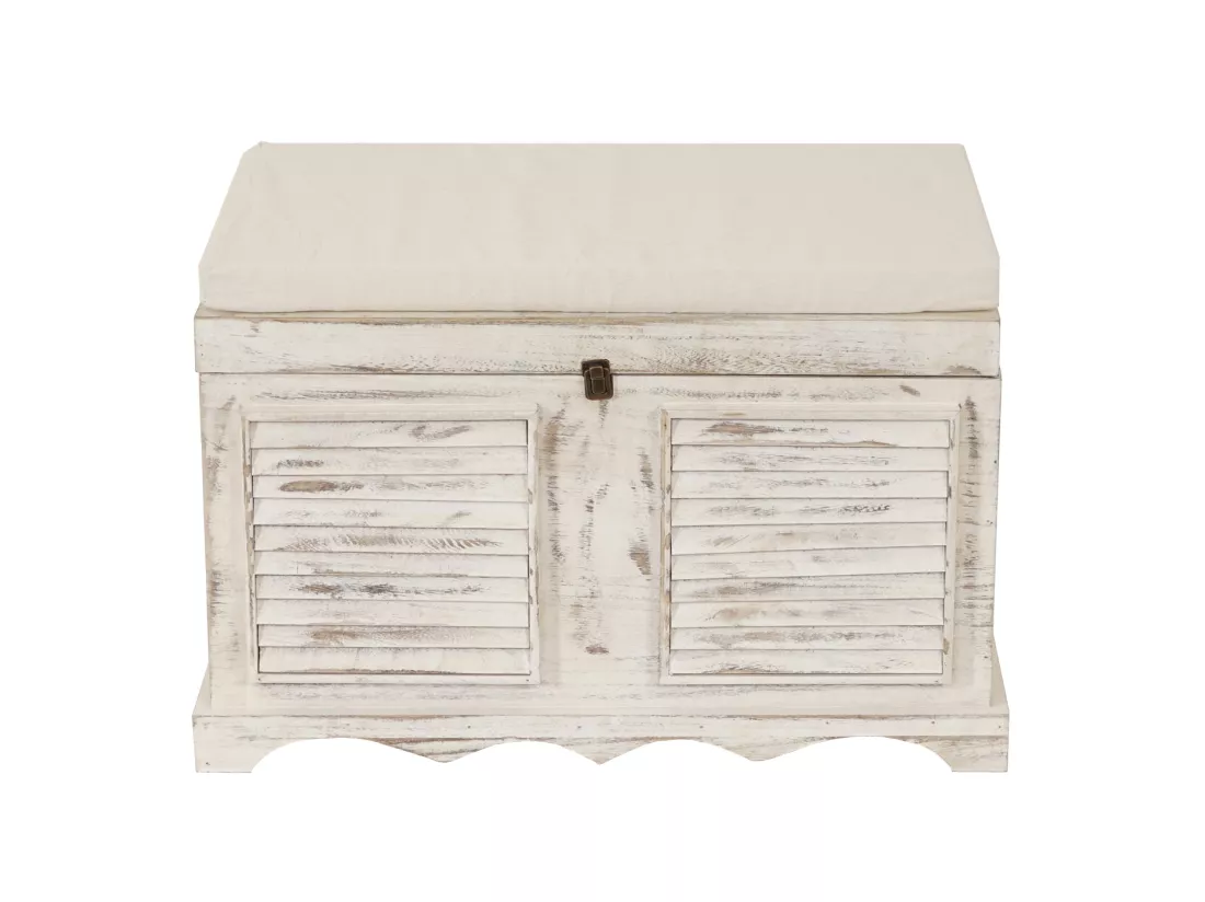 Coffre en bois H356, blanc