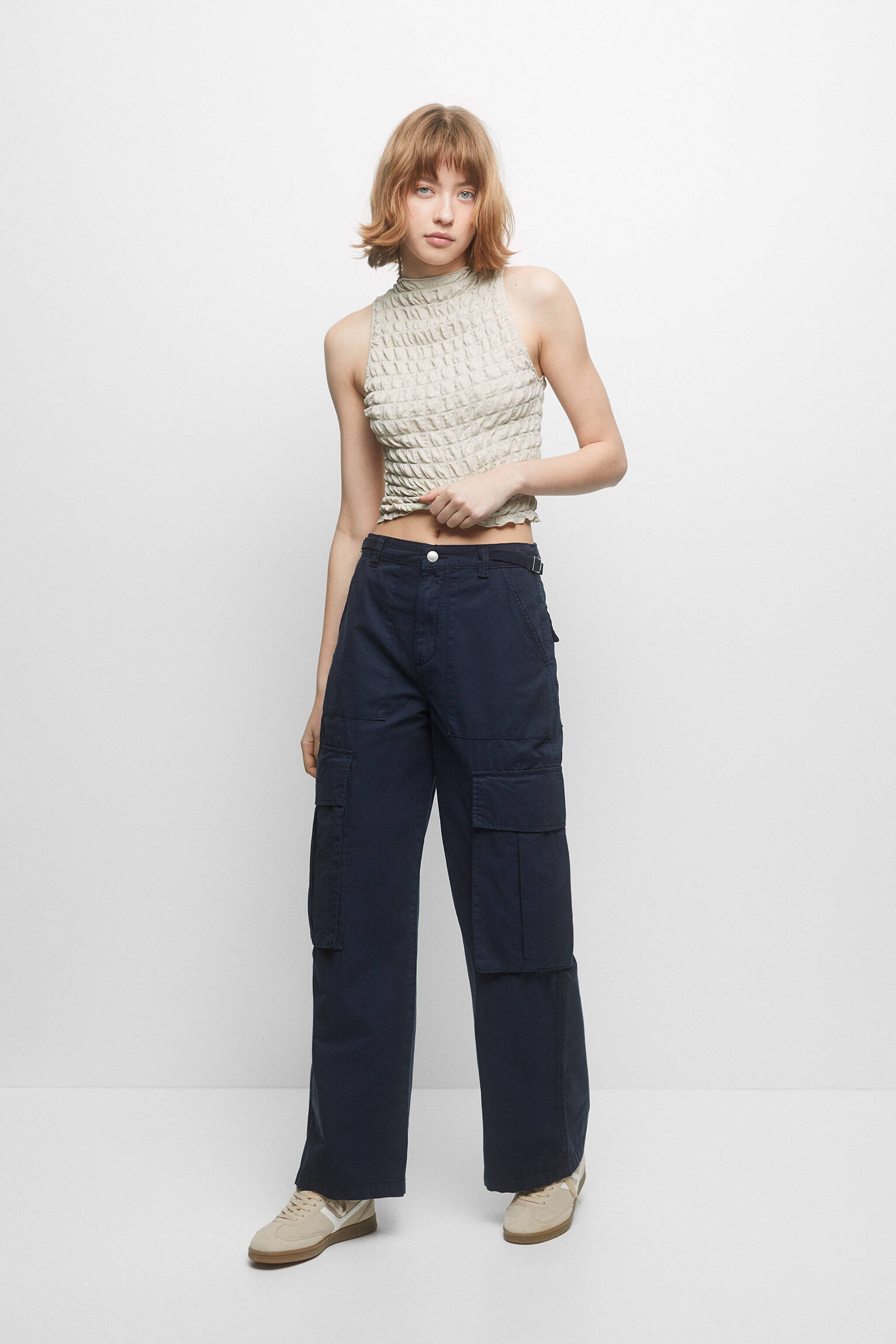 Calça cargo ajustável - azul marinho