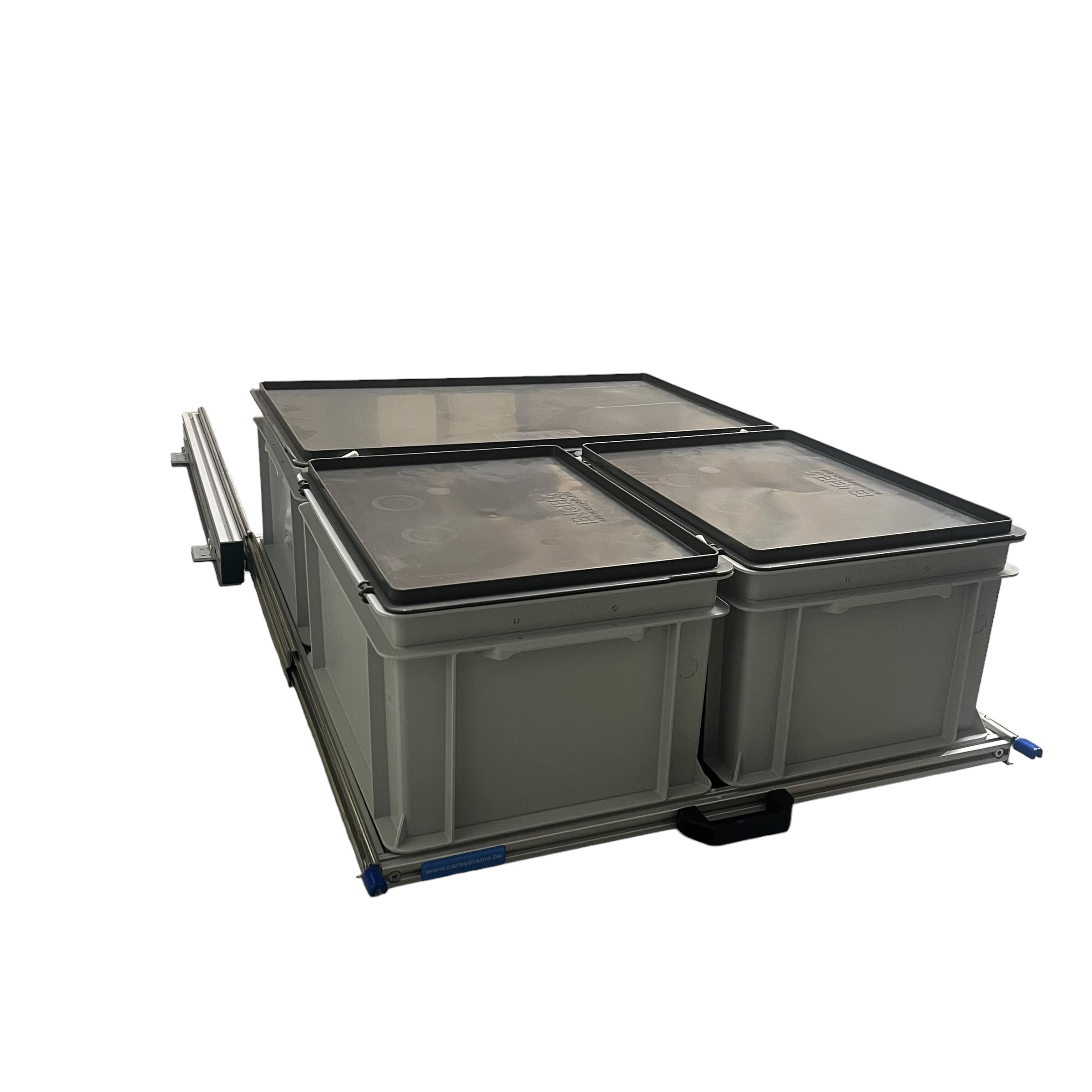 Aluminium schuifframe 80x60 cm met 3 bakken en deksel