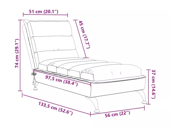 Chaise longue de massage avec coussins noir tissu