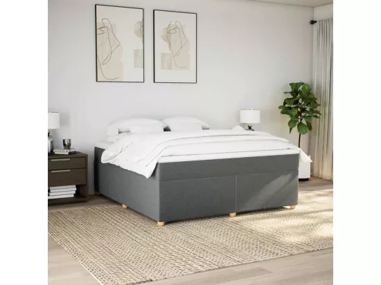 Sommier à lattes de lit avec matelas Gris foncé 180x200cm Tissu