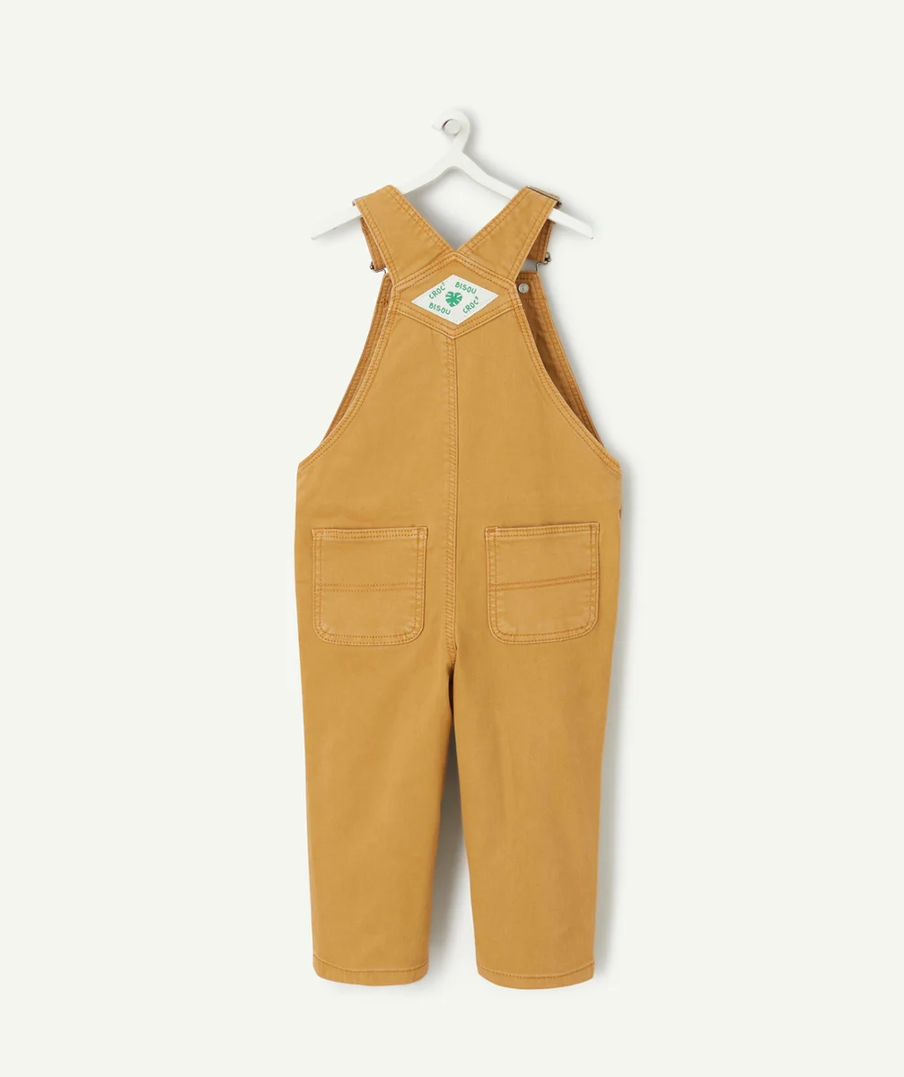 SALOPETTE BÉBÉ GARÇON MARRON À BRETELLES AVEC POCHE ET PATCH
