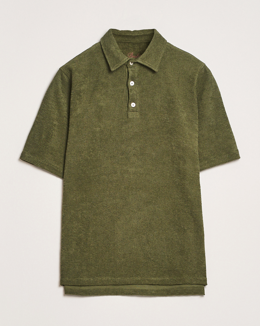 Stenströms Terry Slub Cotton Polo Green