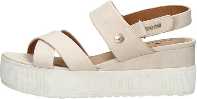 Mustang Sandalen Plat Sandalen Plat gebroken wit