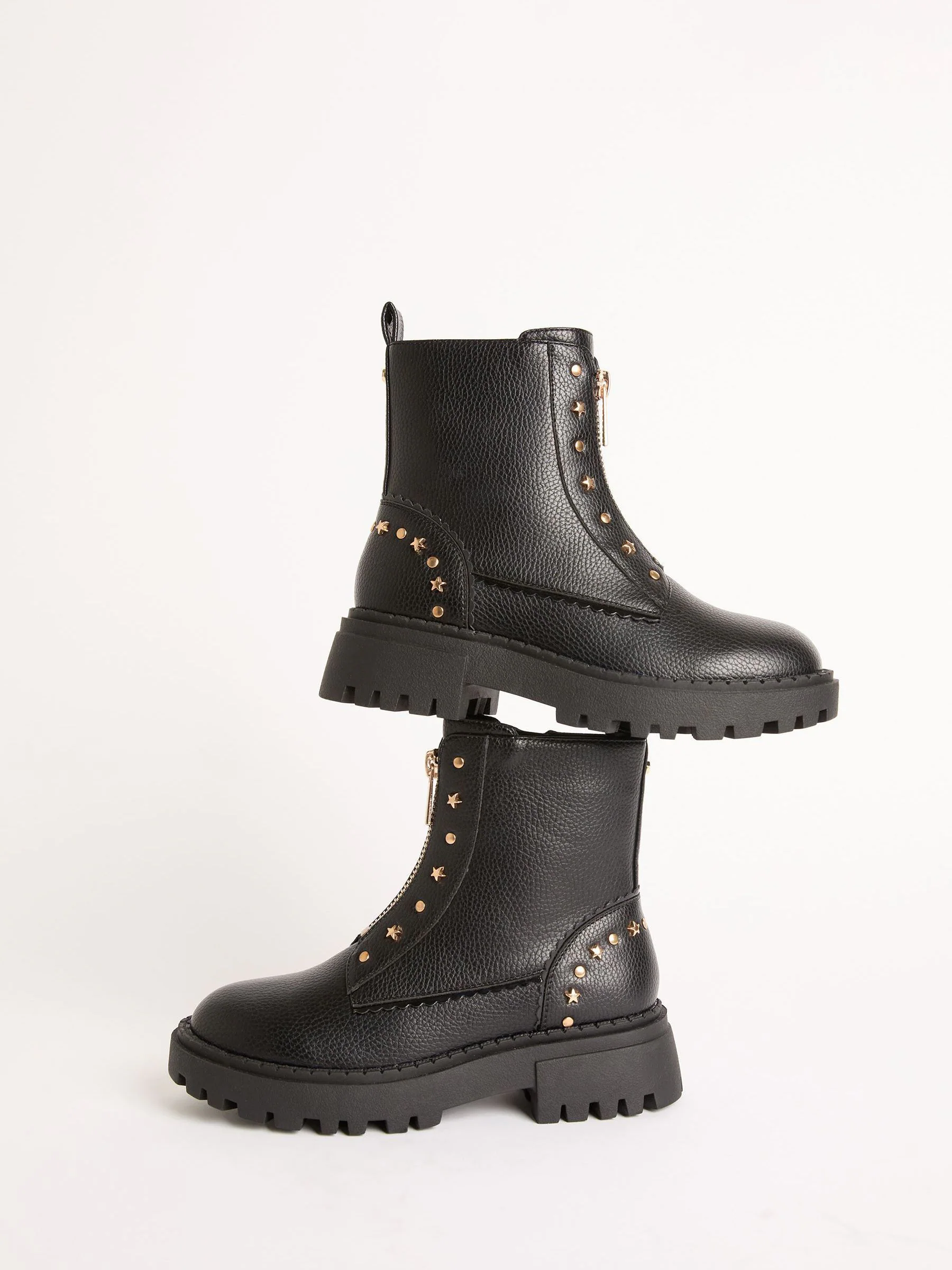 Lipsy Boots van imitatieleer met dikke zool en Met studs