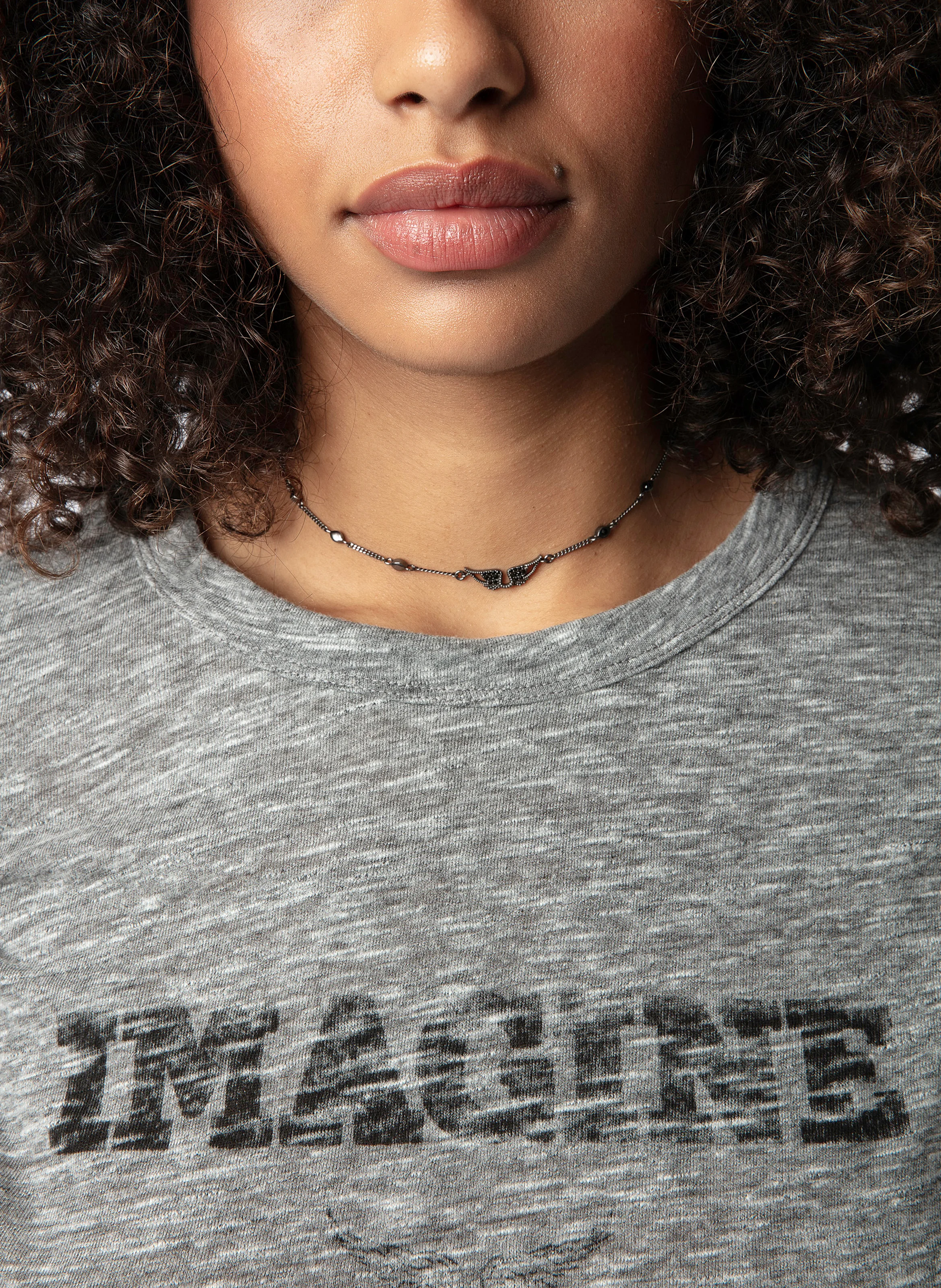 WOOP - Tee-shirt col rond en coton mélangé | Gris