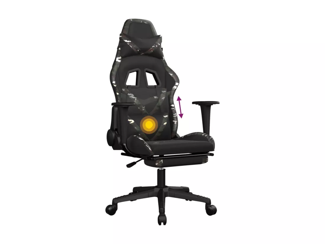 Chaise de jeu de massage repose-pied Noir&Camouflage Similicuir