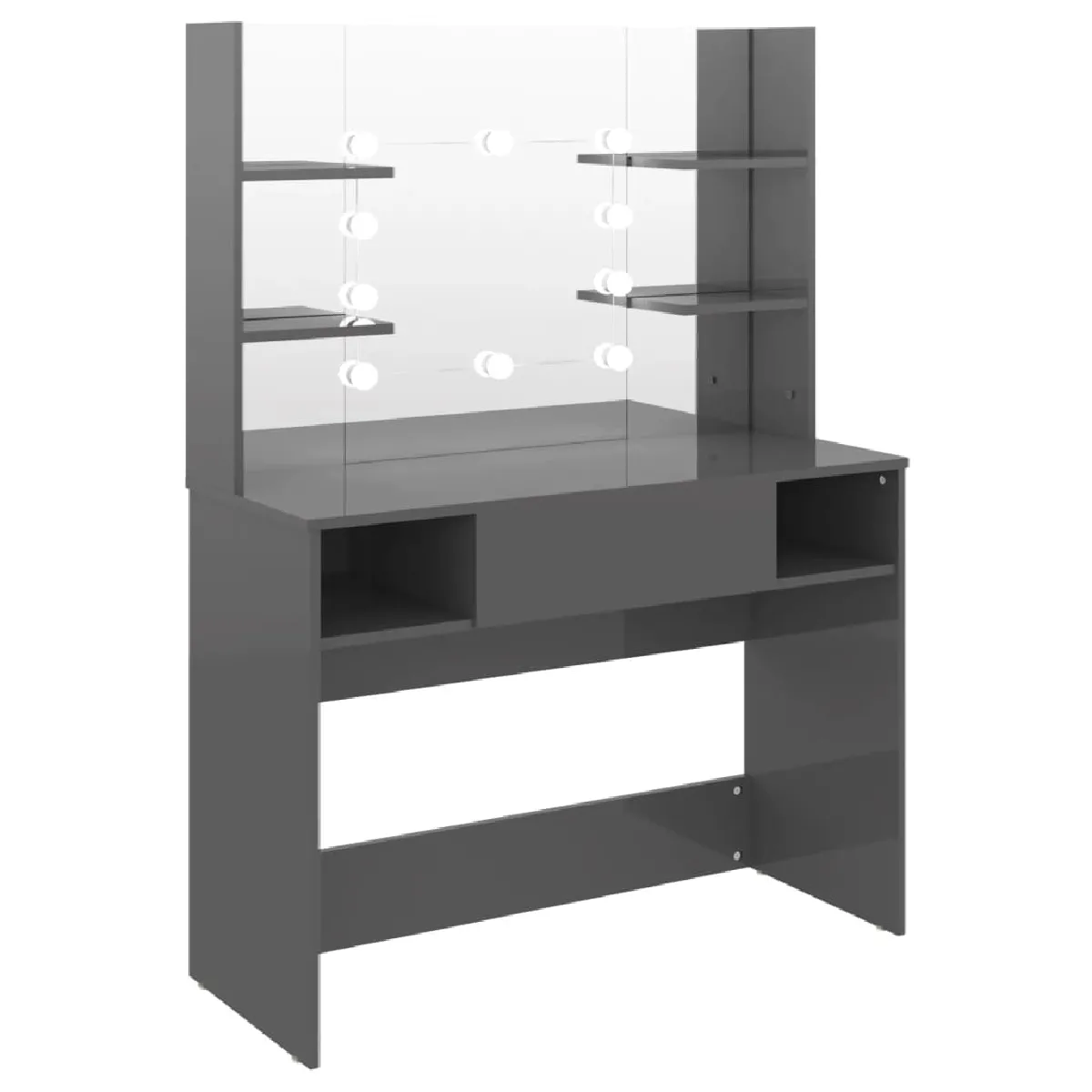 vidaXL Coiffeuse à LED - Gris brillant