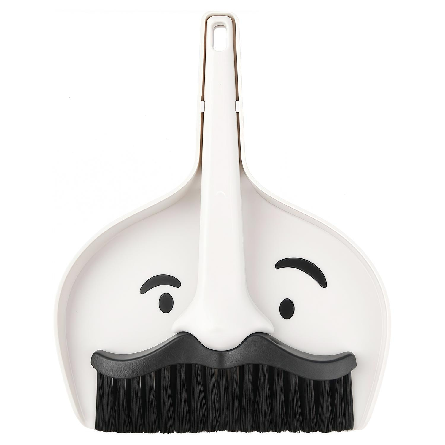(2-tlg. Set) Mini Besen mit Kehrschaufel Haushalt Handfeger Desktop Reinigungs Hilfe - Moustache