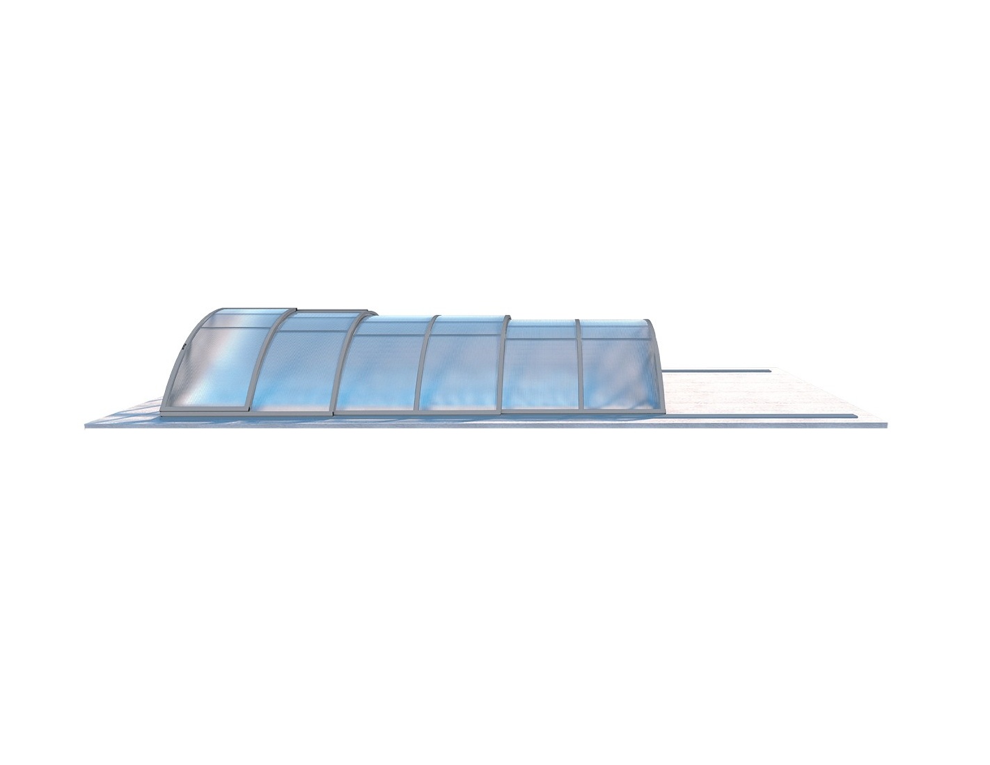 Abri de piscine orbit - 6,47x3,50 m - polycarbonate alvéolaire 8 mm - couleur ral7037 gris