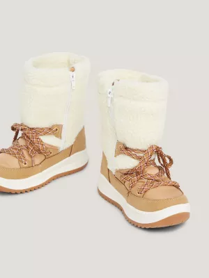 Botas de neve de lã Teddy com cadarço