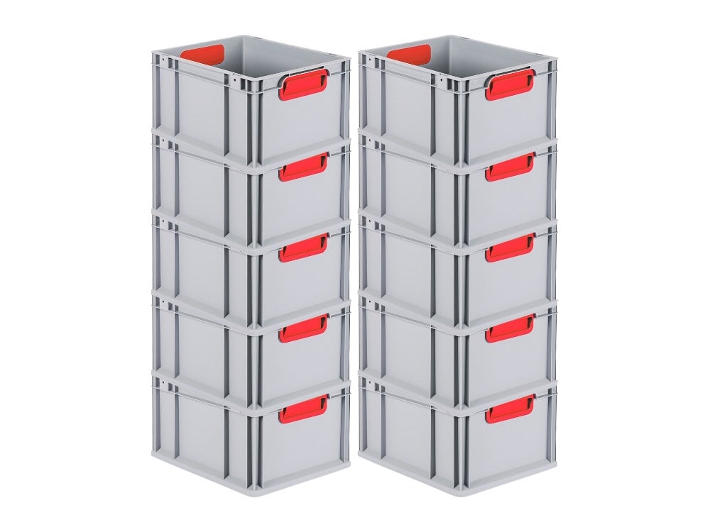 PROREGAL Eurobox Nextgen Kleur HxBxD 22 x 30 x 40 cm 20 liter Handgrepen Rood Gesloten Gladde Bodem Euro Container Transportbox