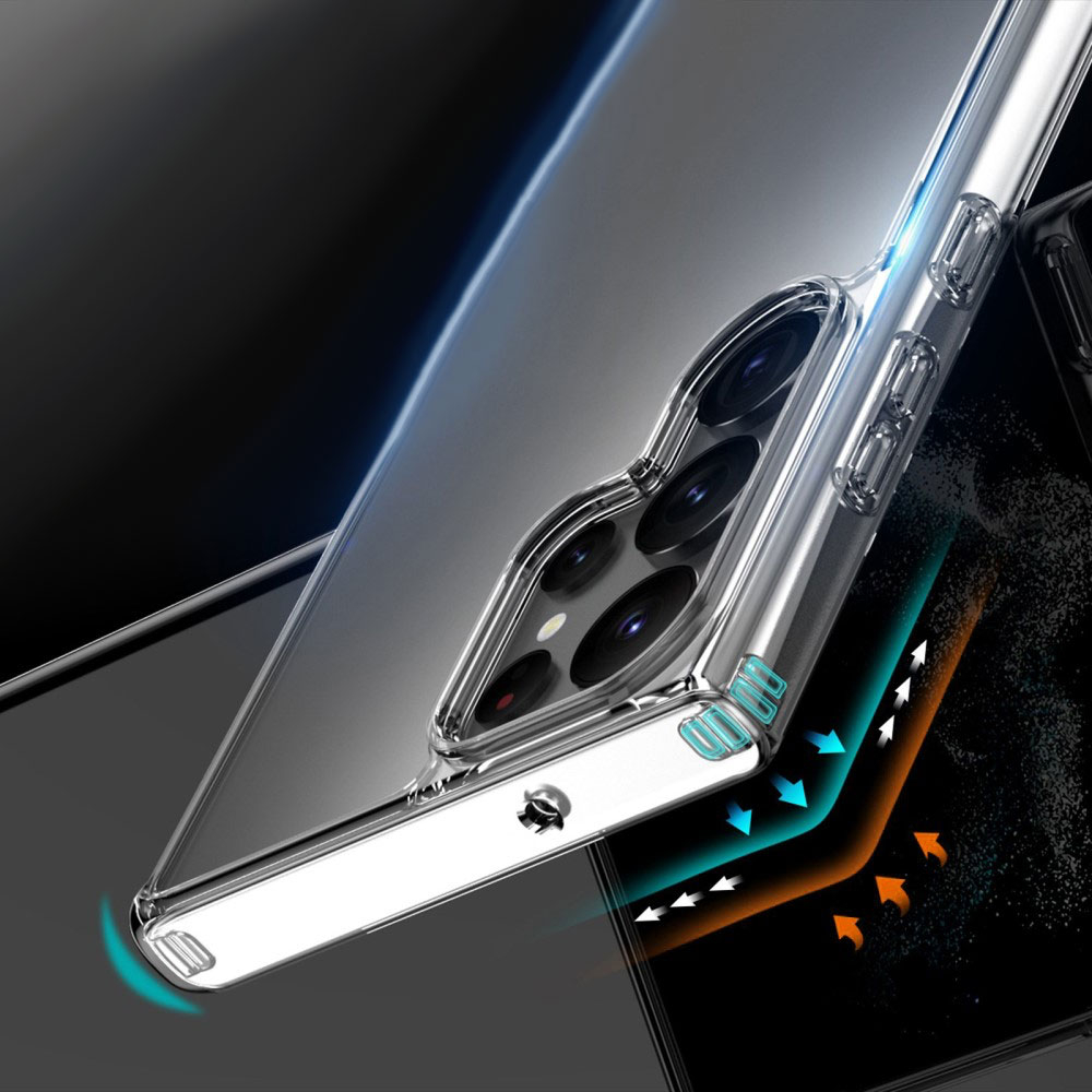 Samsung Galaxy S23 Ultra 5G Hybrid Hardcase Hülle TPU Bumper   Kunststoff Rückseite - Transparent