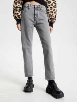 Calça jeans preta Izzie de cintura alta e corte slim até o tornozelo
