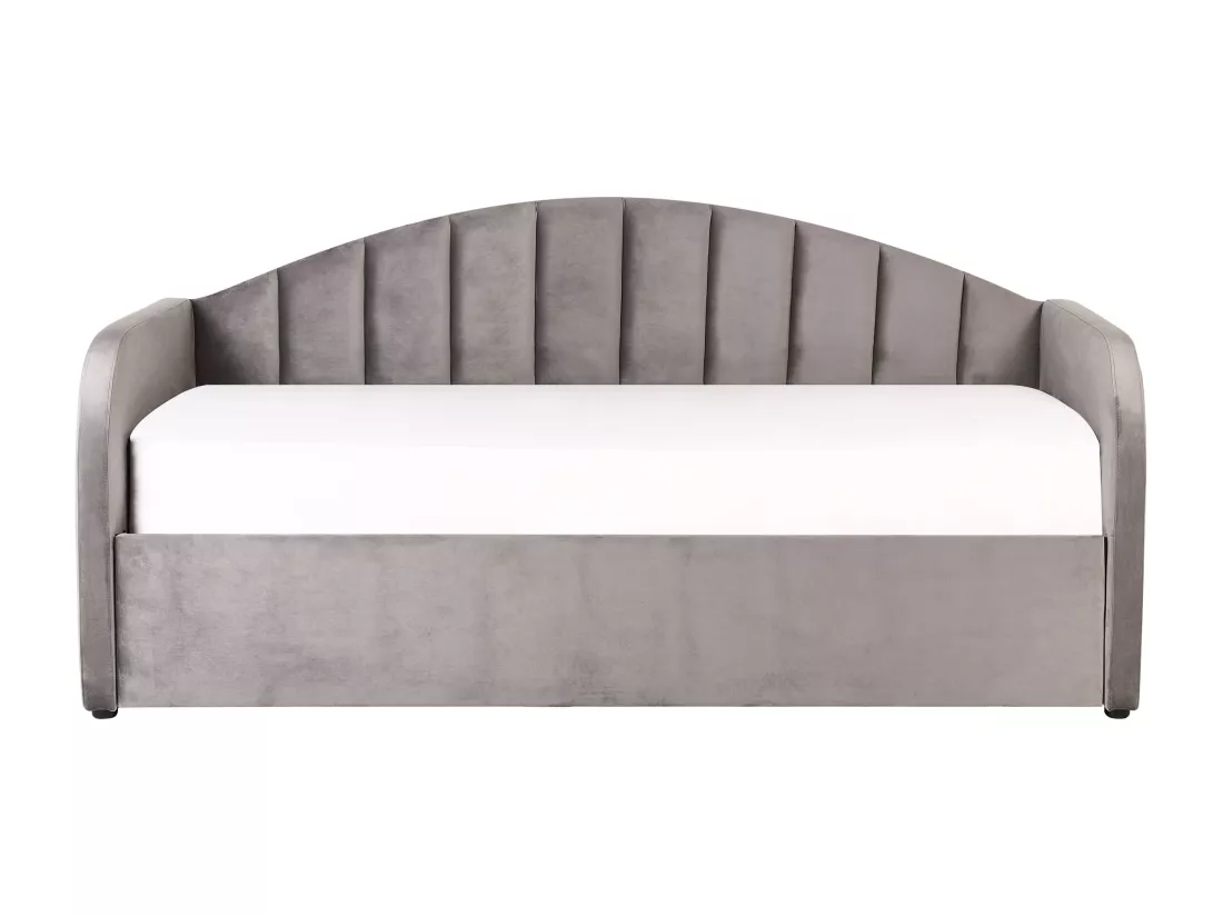 Lit gigogne Velours EYBURIE 90 x 200 cm Gris