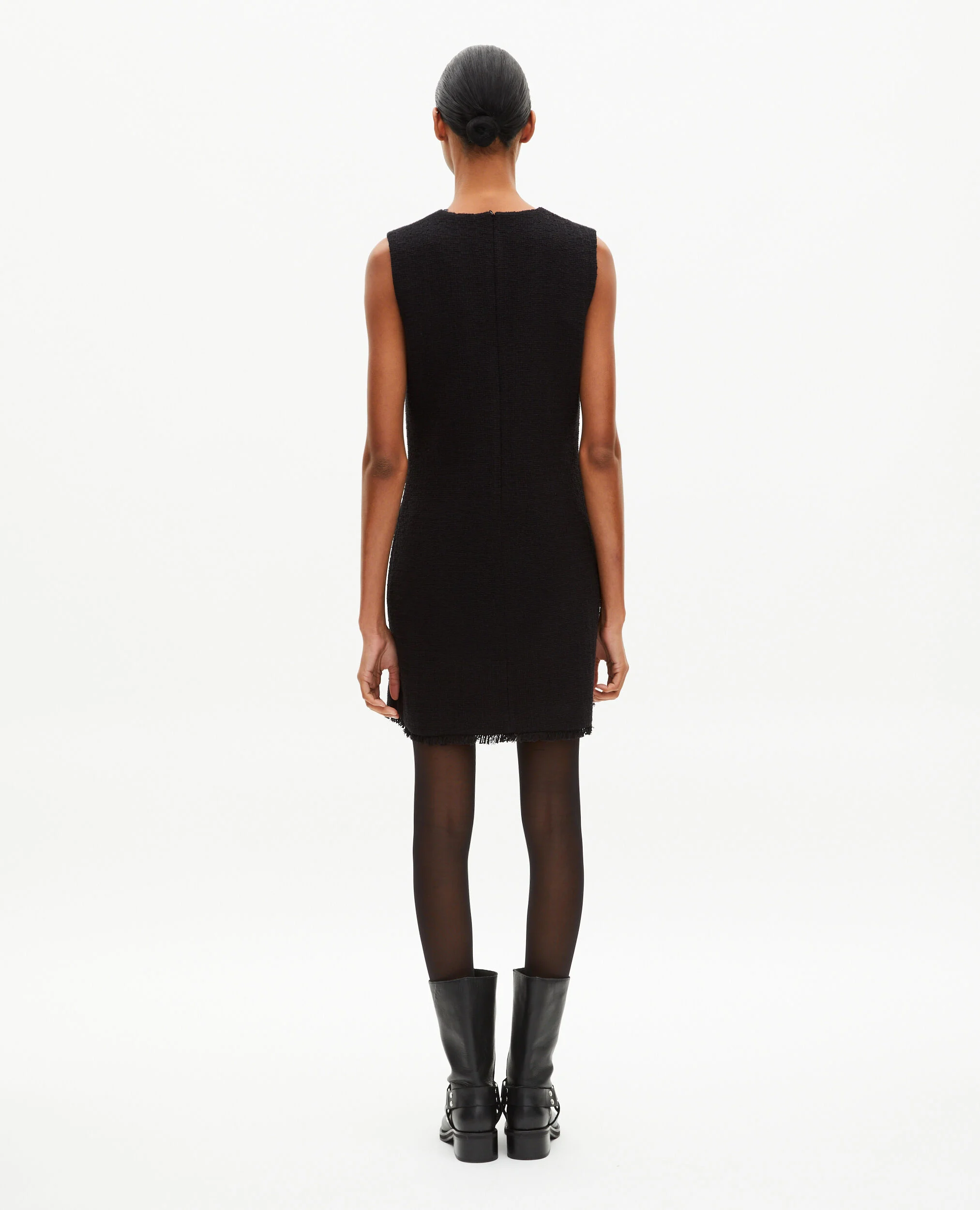 Robe courte en tweed noire
