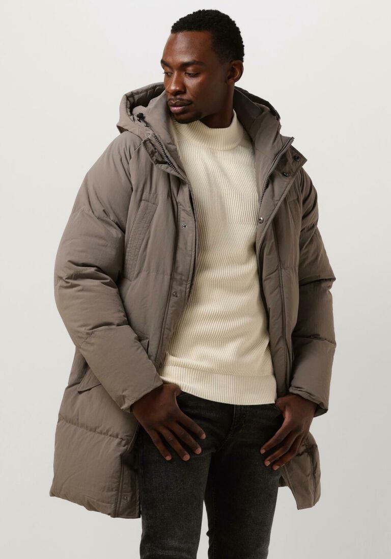 PUREWHITE taupe purewhite jack long padded jacket with pockets
