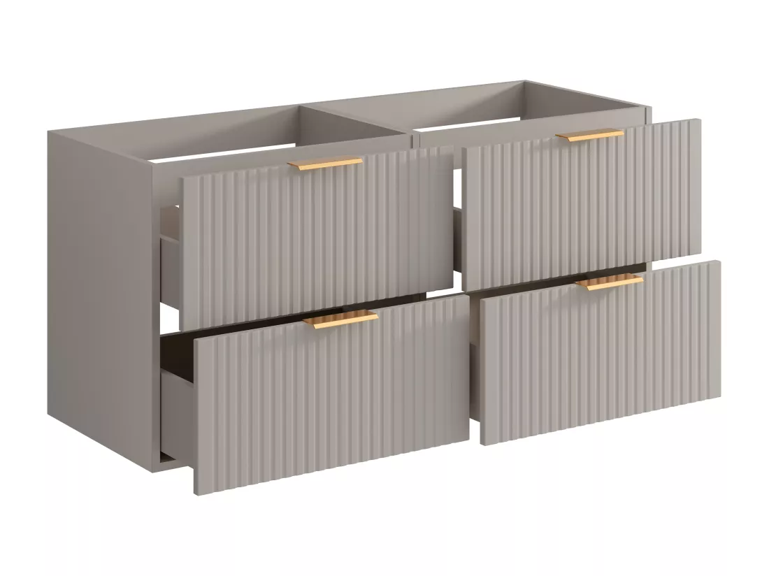 Meuble sous vasque suspendu strié - Beige - L120 cm - ZEVARA