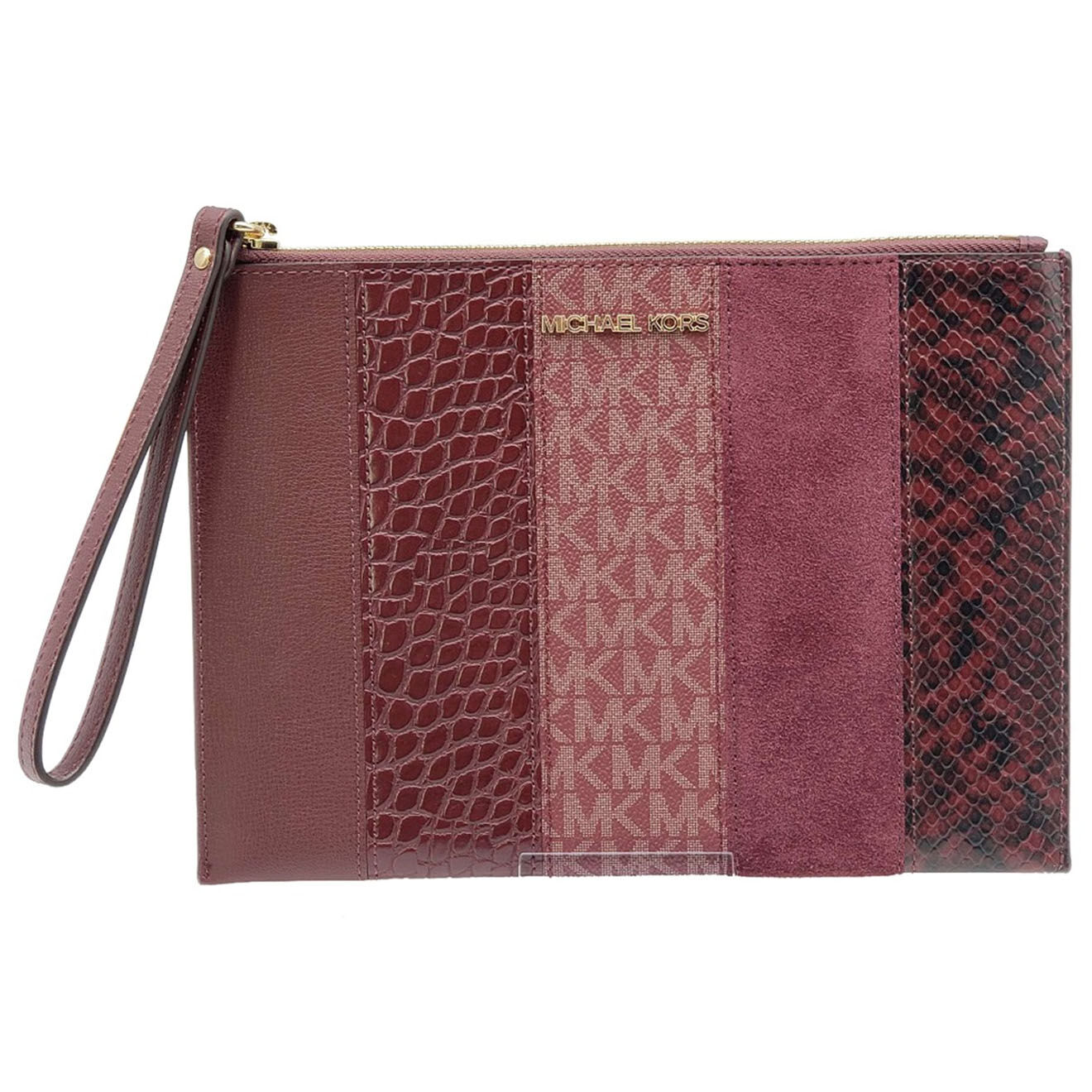 Michael Kors Pochette en Cuir zippée XL Jet Set Travel merlot/multicolore - 24.13x17.14x12.7 cm