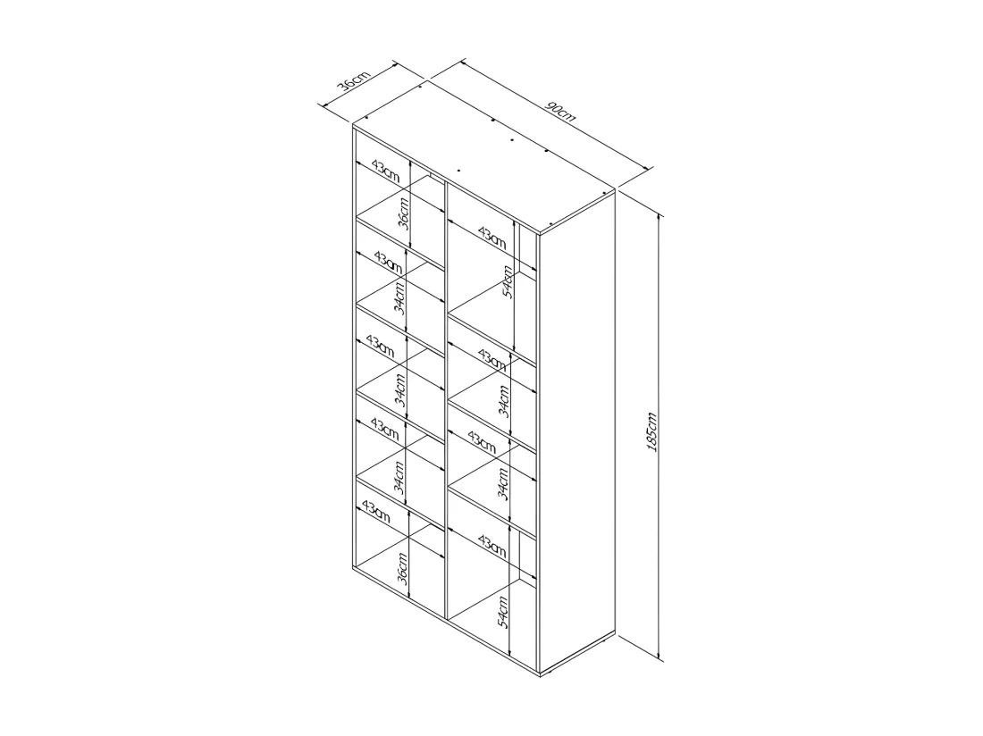 Rayonnage 9 Niches Blanc 185 cm LINEA