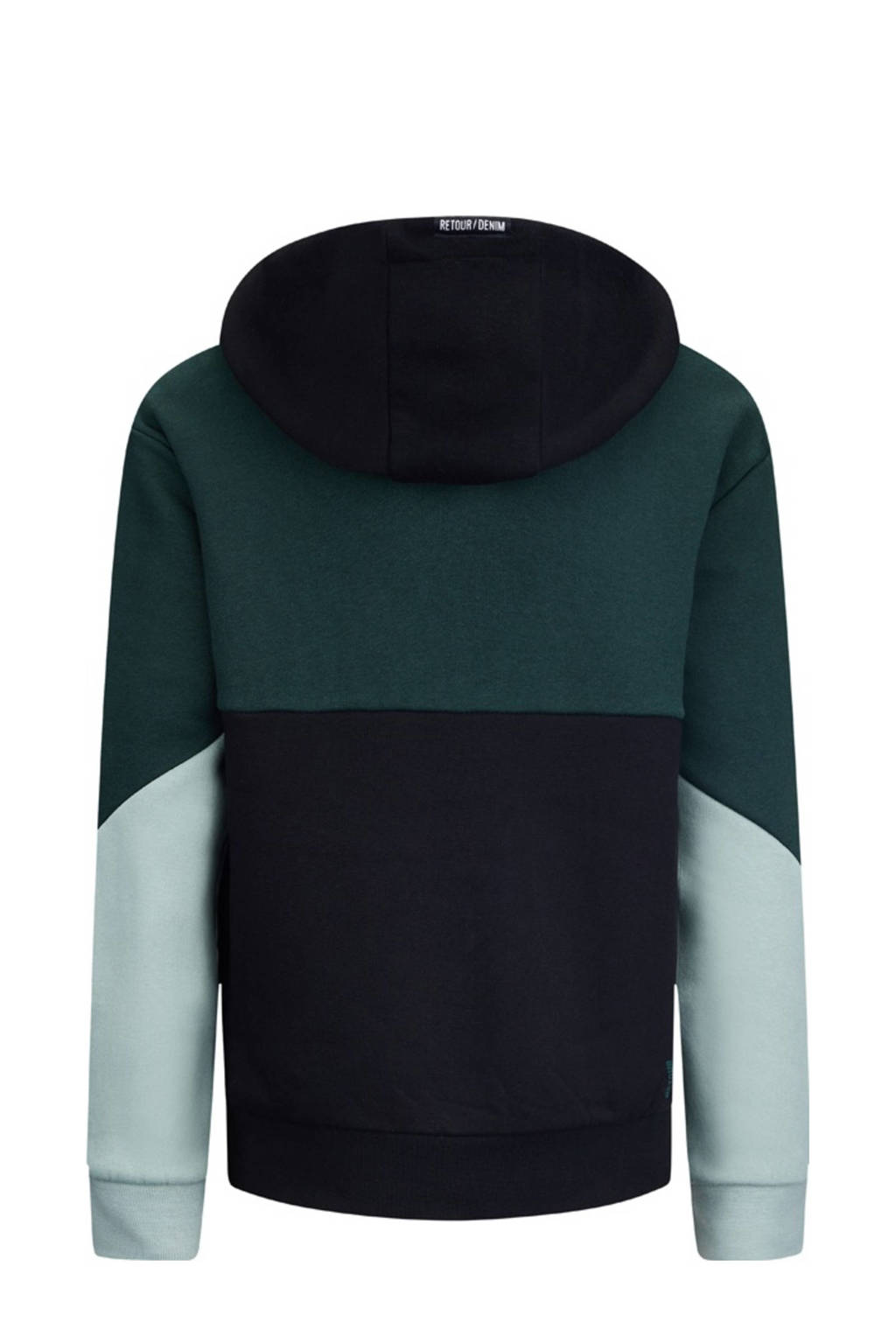 Retour Jeans hoodie Kalle donkergroen/zwart/lichtgroen
