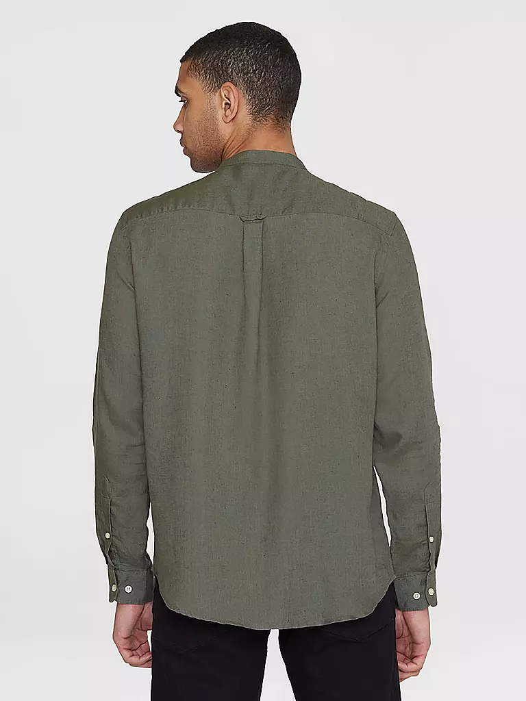 KNOWLEDGE COTTON APPAREL Leinenhemd olive