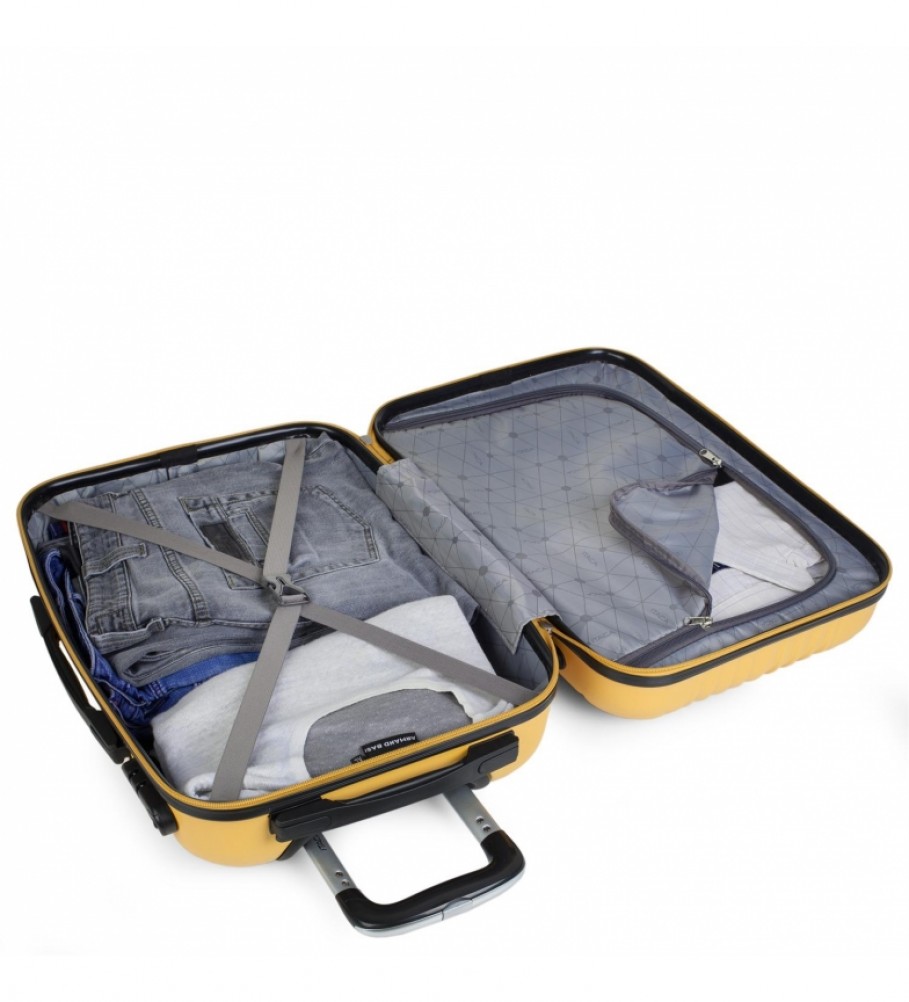 Mala de cabine rígida ITACA com 4 rodas T71550 Mostarda - 55x38x20cm -