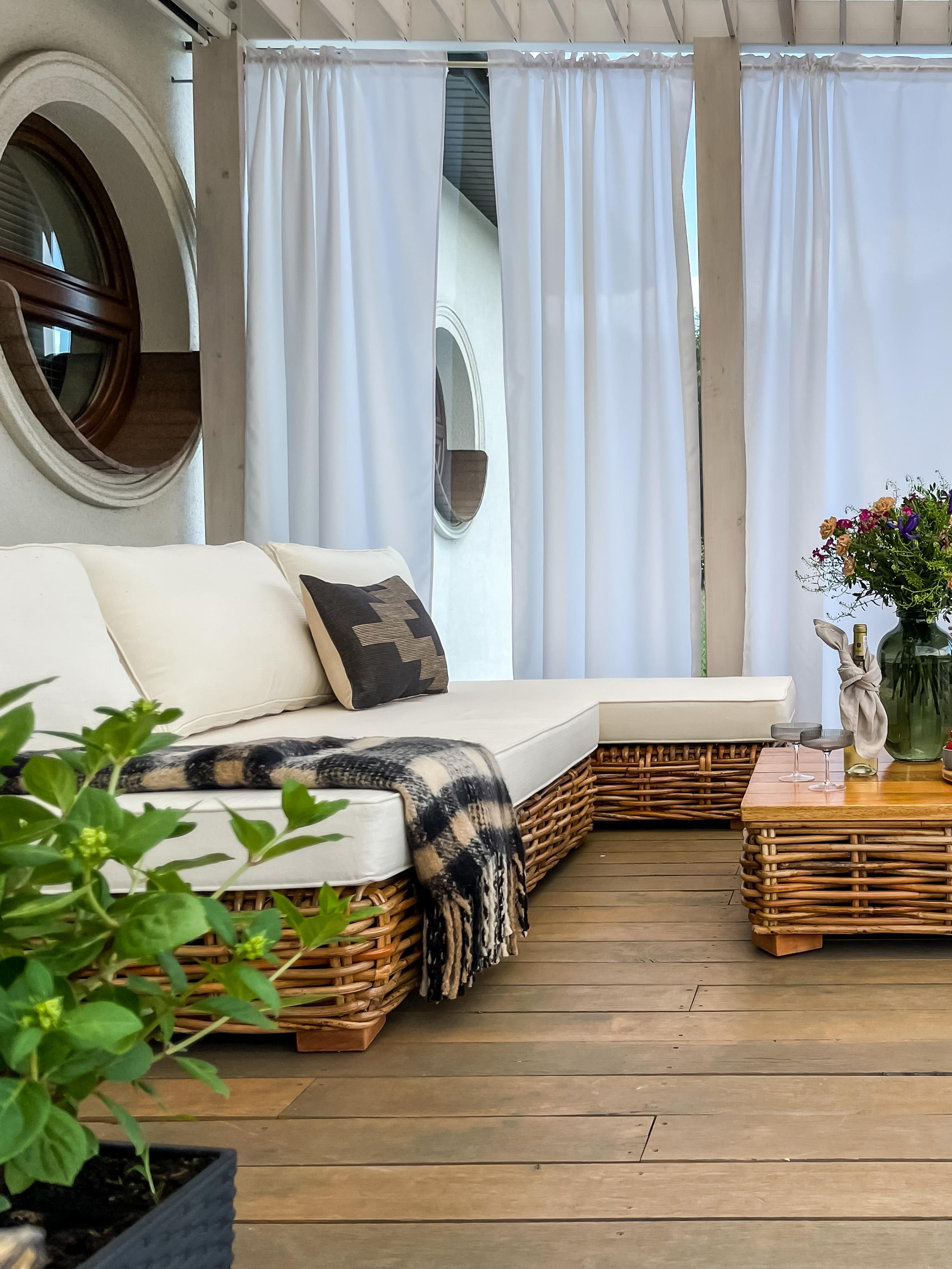 Loungeset met tafel 4-zits VARALLO rechtszijdig modulair Rotan Natuurlijk