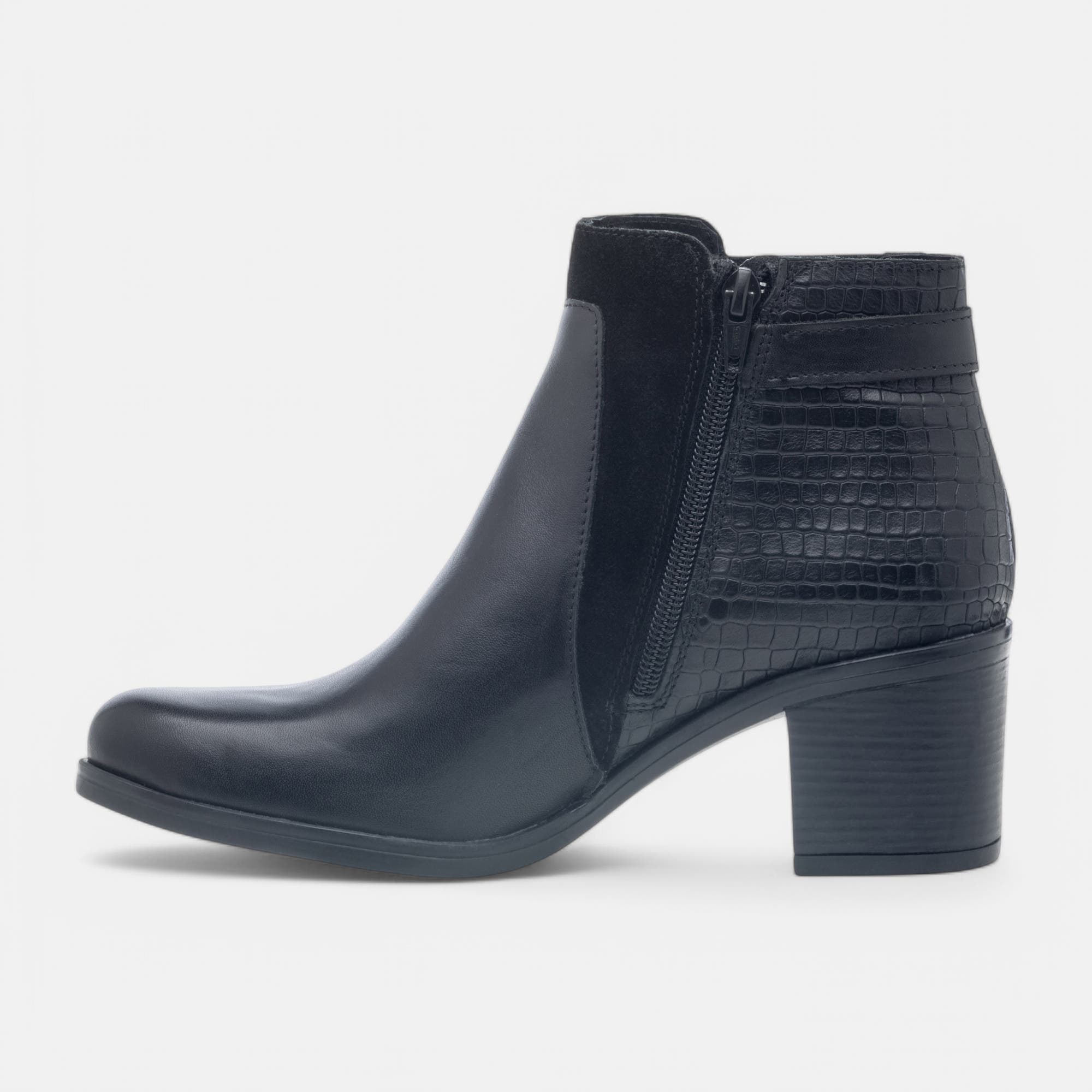 Bottines à talon Femme en cuir noir