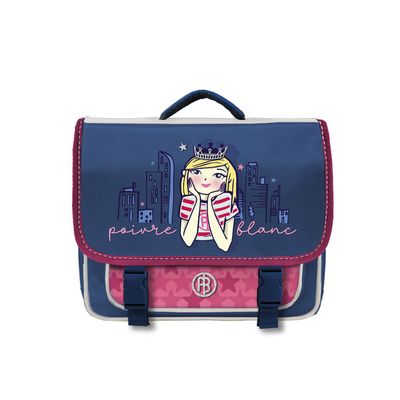 Cartable Poivre Blanc princesse 38 cm - 2 compartiments - bleu - Bagtrotter