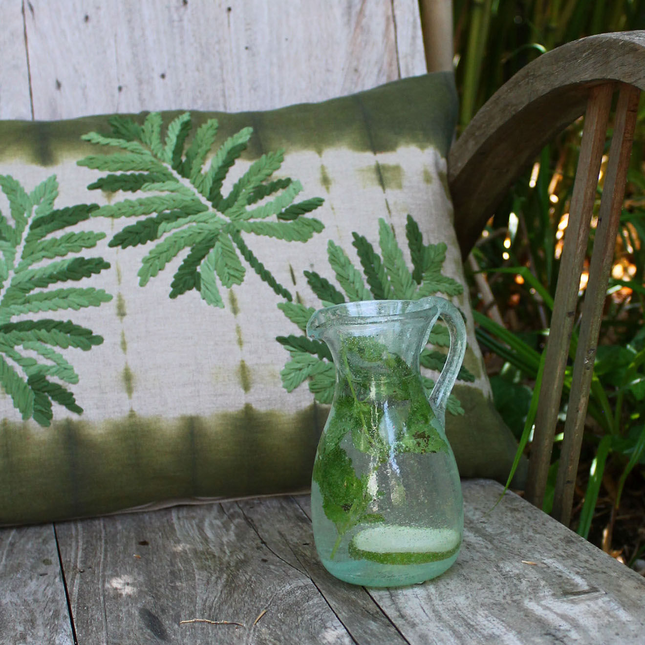 En Fil d'Indienne Housse de coussin Tropical lin mélangé fumé - 35x50 cm