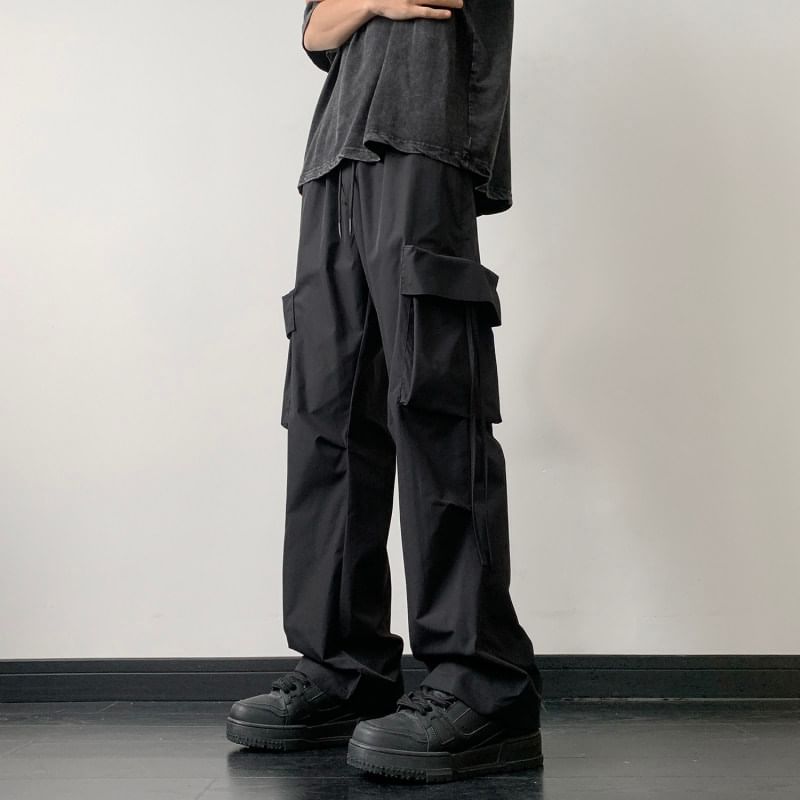 Breeson - Low Rise Plain Wide Leg Cargo-broek